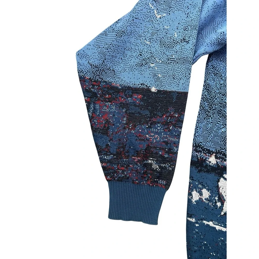 Vintage St. Croix Knits Sweater Men's XL Blue Sailboat Clouds Nautical Jacquard